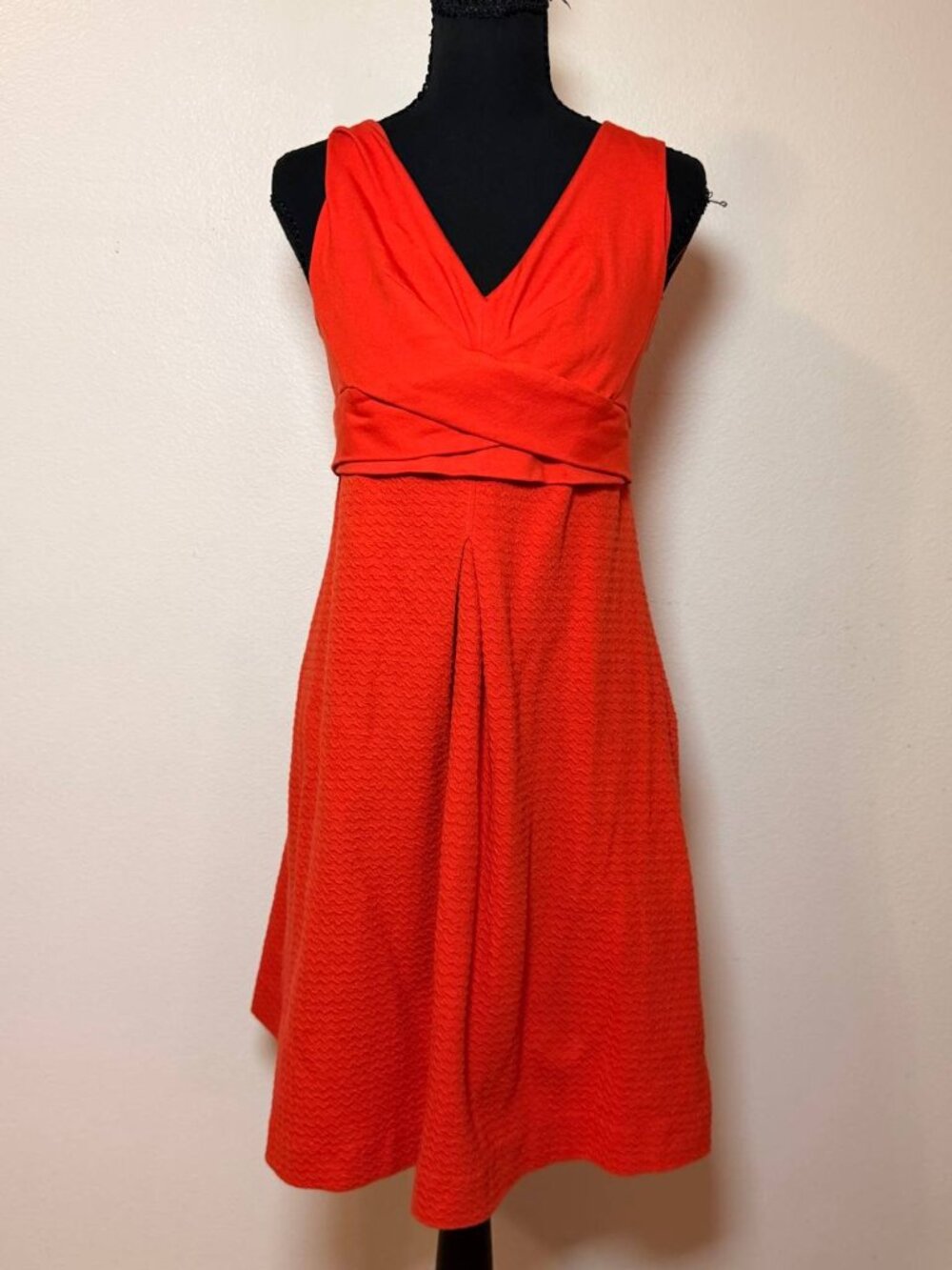 HD in Paris Anthropologie Poppy Red Textured Fit and Flare Dress 60s Mod Retro P